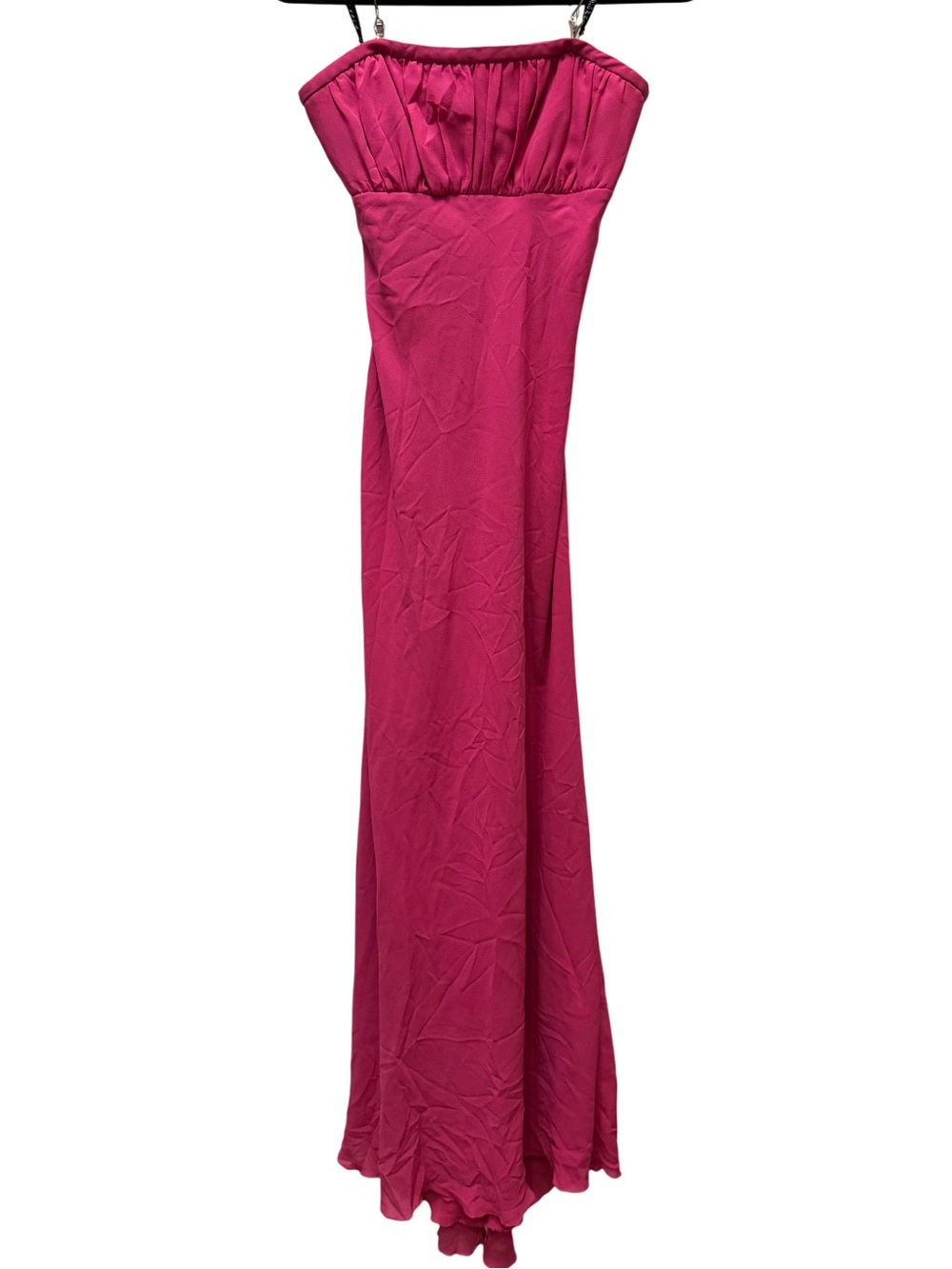 Nicole Miller 100% Silk Strapless Magenta Maxi Gown